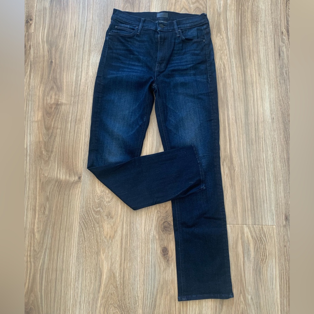 Mother The Mid Rise Dazzler Ankle Jeans Now Or Never Dark Wash Straight ~ 28x28”